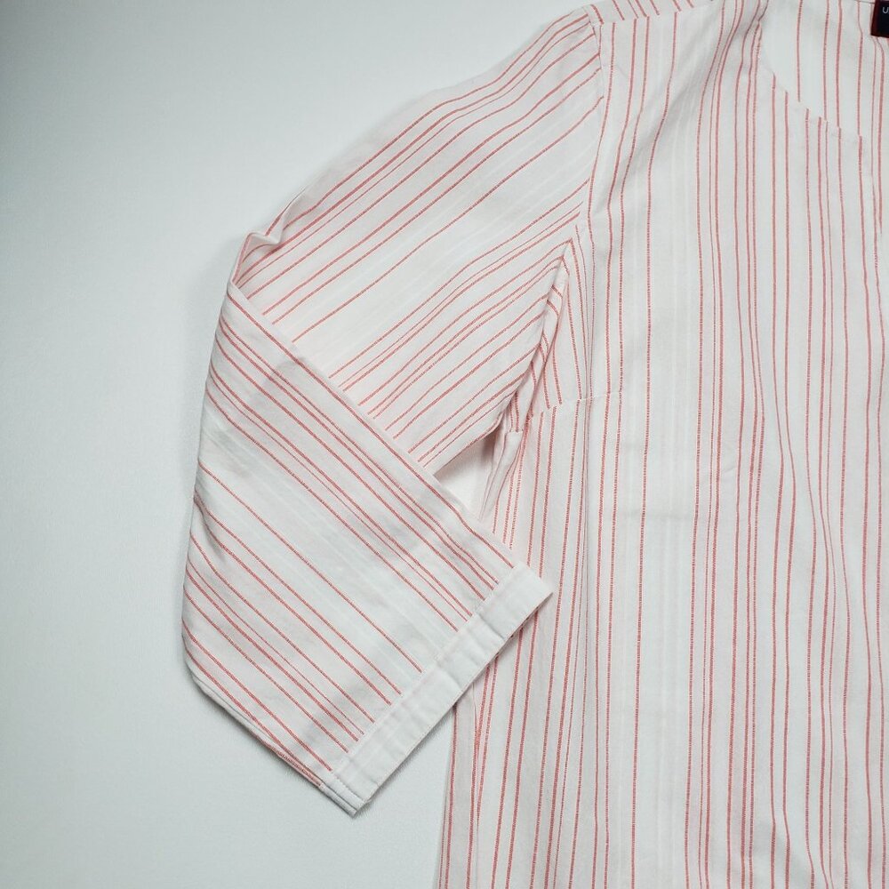 UNTUCKit Women Durfort Popover Tunic 100% Cotton White & Highlighter Pink Stripe - Picture 12 of 16